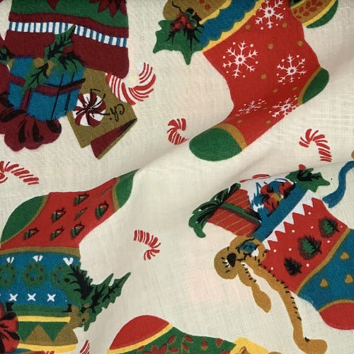 Ivory Stocking #U162 Christmas & Holiday Easy Care Woven Print - SKU 5381