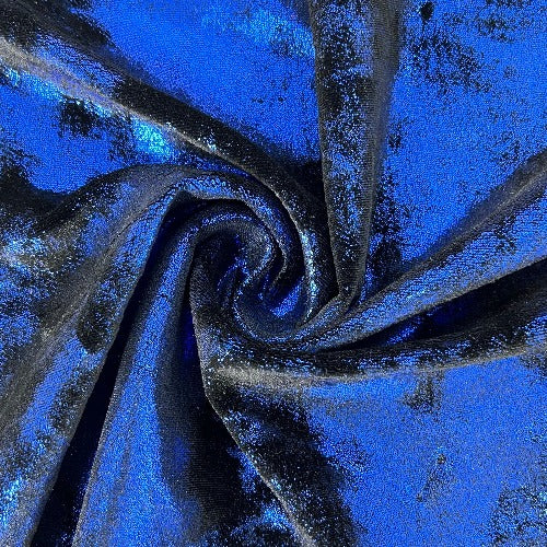 Royal/Black #S801/802/803 Metallic Velour Knit Fabric - SKU 7154T