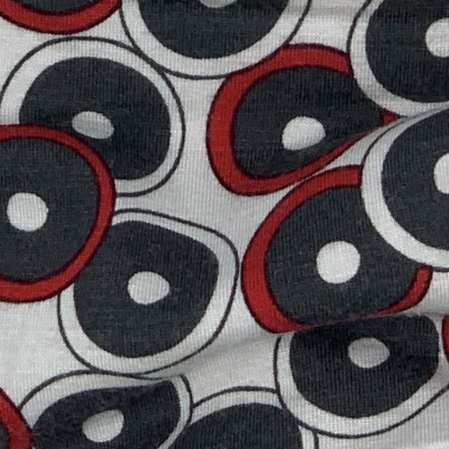 Charcoal Circles Print Jersey Knit Fabric - SKU 3026