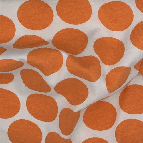 Orange #SS87/15 1 1/2 inch Dot Cotton Lycra Jersey Print Knit Fabric - SKU 4550
