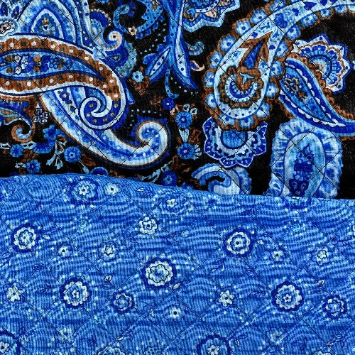 Turquoise/Blue #S63 Paisley/Tripole Quilt by Fabri-Quilt "Made in America" Cotton Woven Fabric SKU 7165A