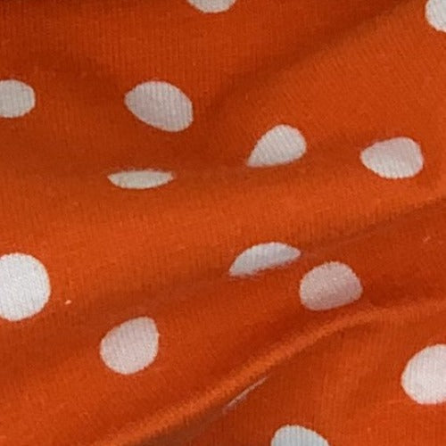 Orange #SS179/15 3/8 Inch Dots Cotton Spandex Print Jersey Knit Fabric - SKU 4553