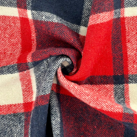 Red/Navy | Asymmetric Tartan Plaid Flannel