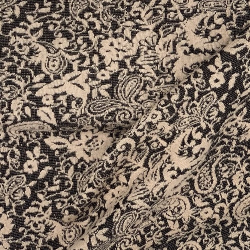 Black/Sand #S207 Paisley Jacquard Double Knit Fabric - SKU 4972A