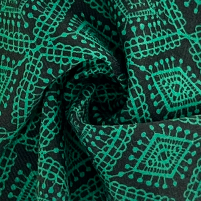 Green/Black | Geometric Print Double Knit - SKU 7362 #U25