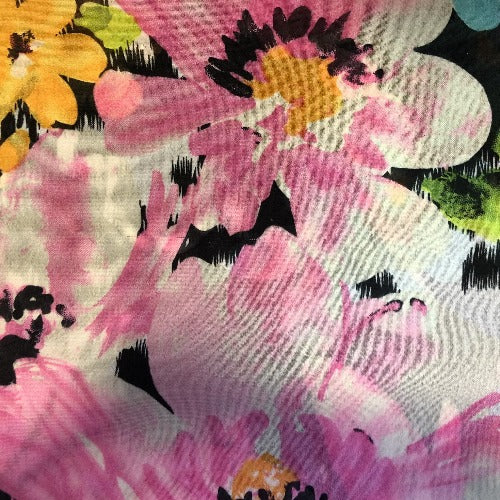 Pink #U130 Bouquet Chiffon Print Woven Fabric - SKU 6173E