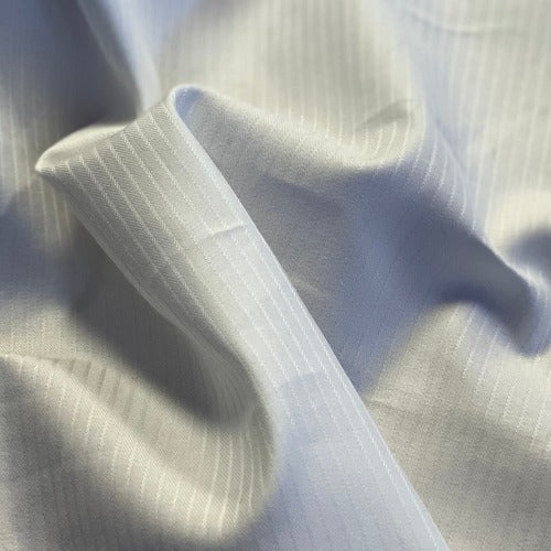 2 White #S199 Tonal 1/8" Stripe Shirting Woven Fabric - SKU 7109