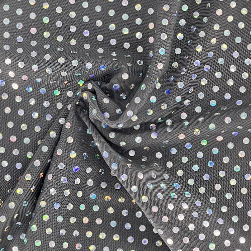Grey #SS Pointelle Sequin Polyester Mesh Knit Fabric - SKU 7154