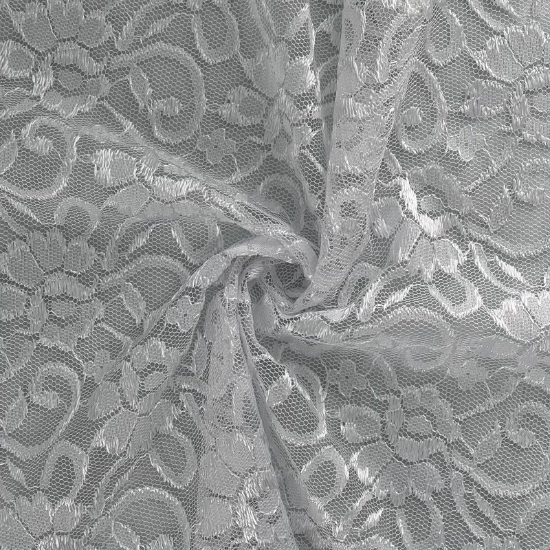 Embroidered Floral Stretch Lace - White (1) | 7316I