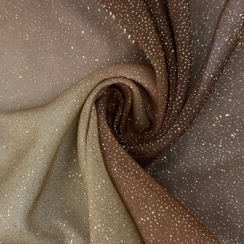 Tan #S801/2/3 Gradient Metallic Sheer Knit Fabric - SKU 7154U