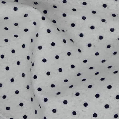 Navy Polka Dots #U108 Flannel Print Woven Fabric - SKU 2349