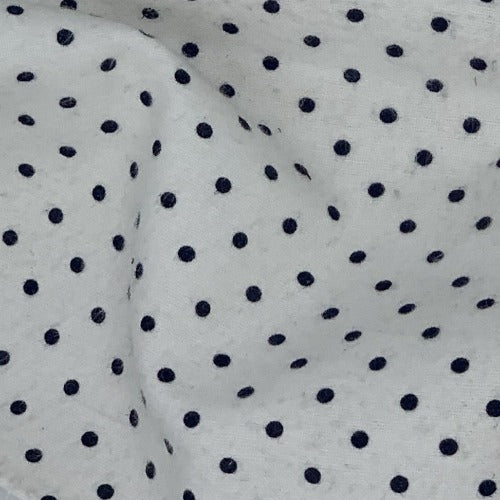 Navy Polka Dots #U108 Flannel Print Woven Fabric - SKU 2349
