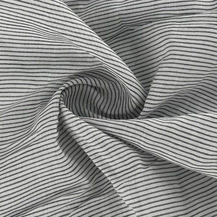 Navy/White #U11 Horizontal Stripe Fine Shirting Woven - SKU 7284