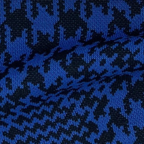 Black/Royal Houndstooth Sportswear Plaid Double Knit Fabric - SKU 4341