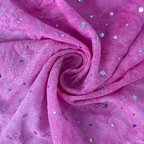 Pink #S801/802/803 Sequin Sheer Crinkle Mesh Knit Fabric - SKU 7154P