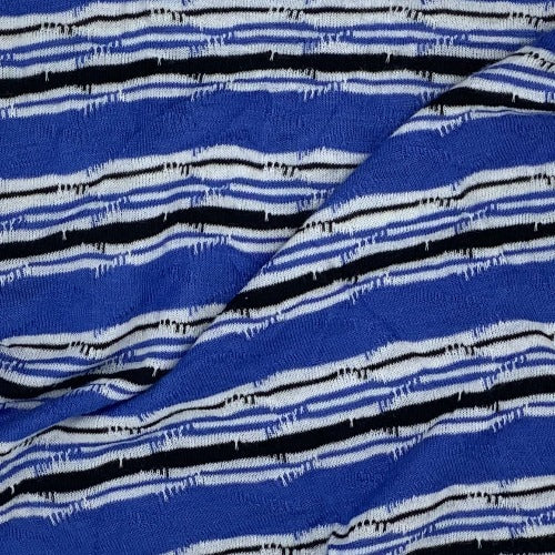 Royal #SS222 Pointelle Jacquard Stripe Jersey Knit Fabric - SKU 4433