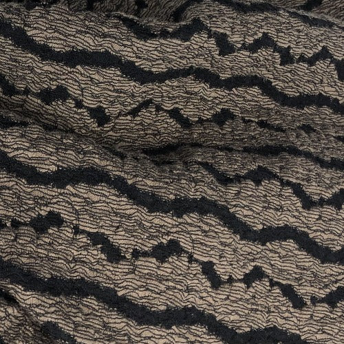 Black/Mocha #S/AA Spandex Stripe Jersey Pucker Knit Fabric - SKU 5975