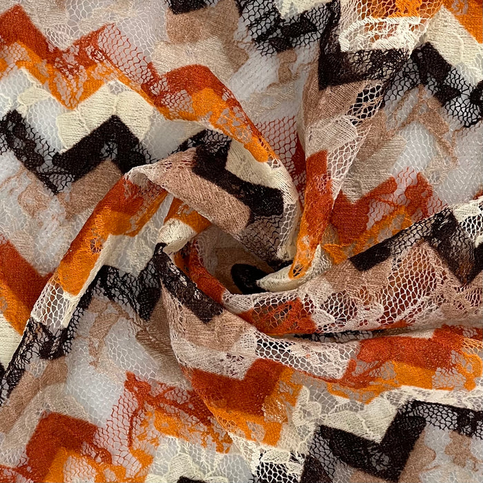 Brown/Orange | Chevron Print Lace - SKU 7316G #U88-91
