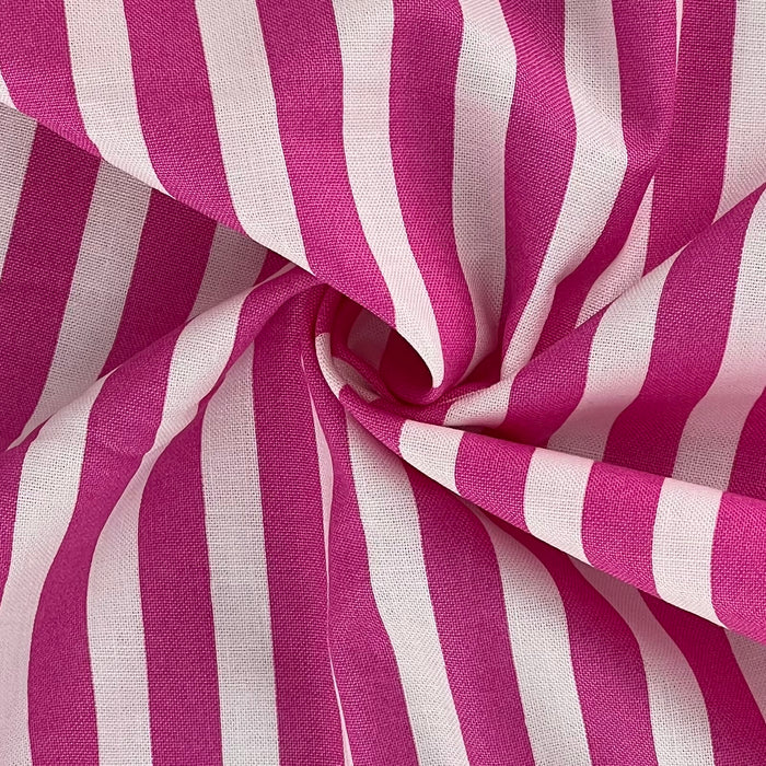 Hot Pink/White | Stripe Print Woven - SKU 7372A