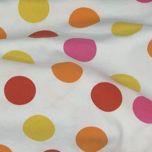 White Orange Cotton Spandex Dots Print Jersey Knit Fabric  - SKU 4245A
