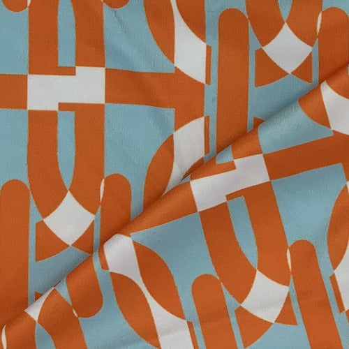 Orange Link Jersey Polyester/Spandex Print Knit Fabric - SKU 5262B