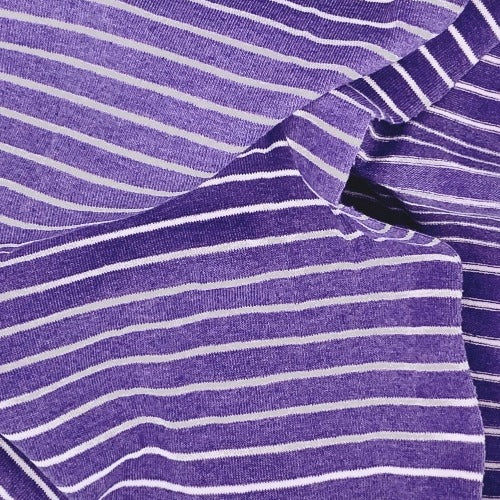 Purple/White #S124/125 Cotton Spandex Stripe 10 Ounce Jersey Fabric - SKU 4552A