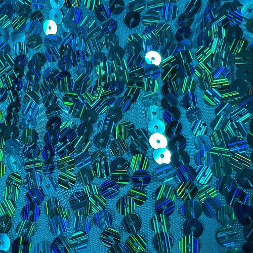 Turquoise #S801/2/3 Sequin Polyester Mesh Knit Fabric - SKU 7154M