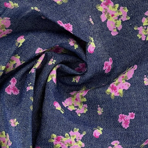 Indigo #U16 Boquet Mock Denim Shirting Woven Fabric - SKU 7144