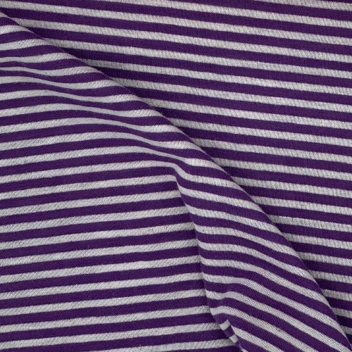 Purple White #SS159 3/8 Inch Rayon Spandex Stripe Jersey Knit Fabric - SKU 3098B