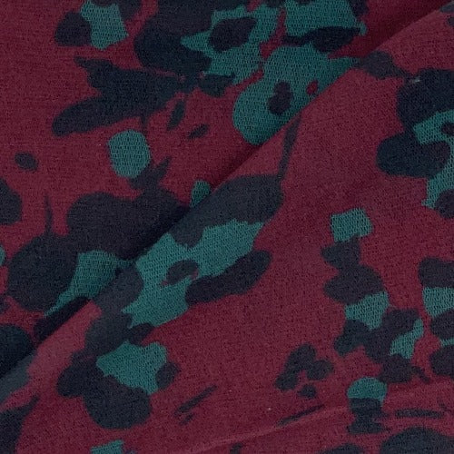Burgundy Jersey Sheer Print Knit Fabric - SKU 4703