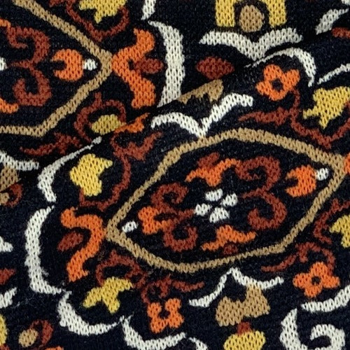 Gardenia Crest Black #SS130 Sweater Knit Print Fabric - SKU 4716B