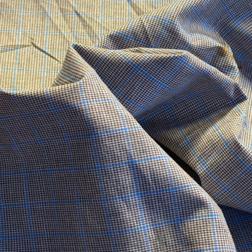 1 Turquoise/Brown #S199 Civilian Plaid Shirting Woven Fabric - SKU 7111A
