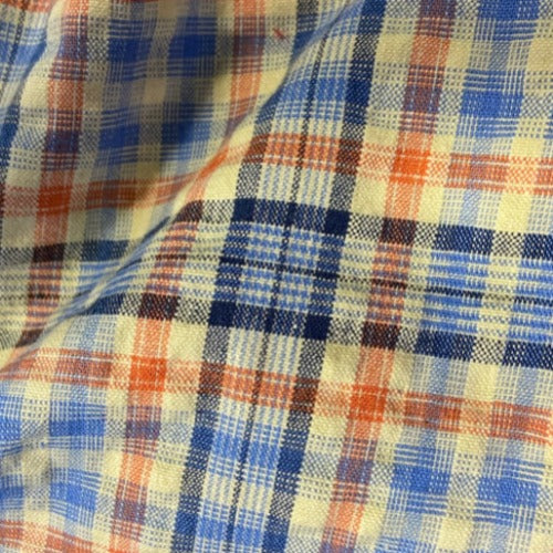 Blue/Orange Plaid #S156A STRETCH Seersucker Shirting Woven Fabric - SKU 6824B