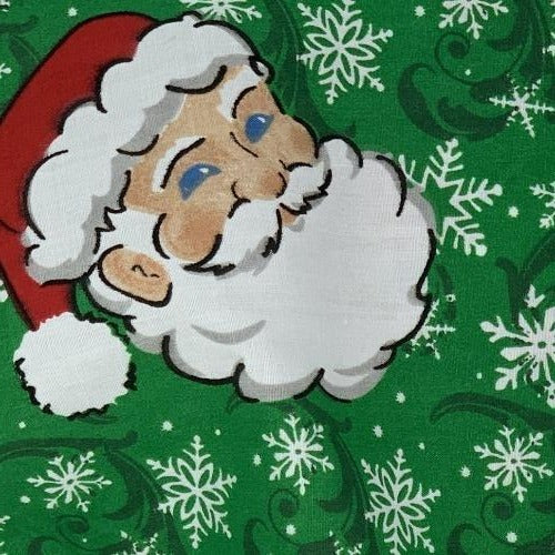 Green Santa #U162 Christmas & Holiday Easy Care Woven Print - SKU 5381