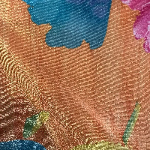 Orange #U55 Floral Print Tricot Denir Knit Fabric - SKU 2594