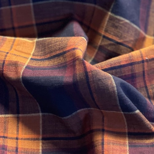 5 Orange #S199 Nashville Plaid Shirting Woven Fabric - SKU 7111C